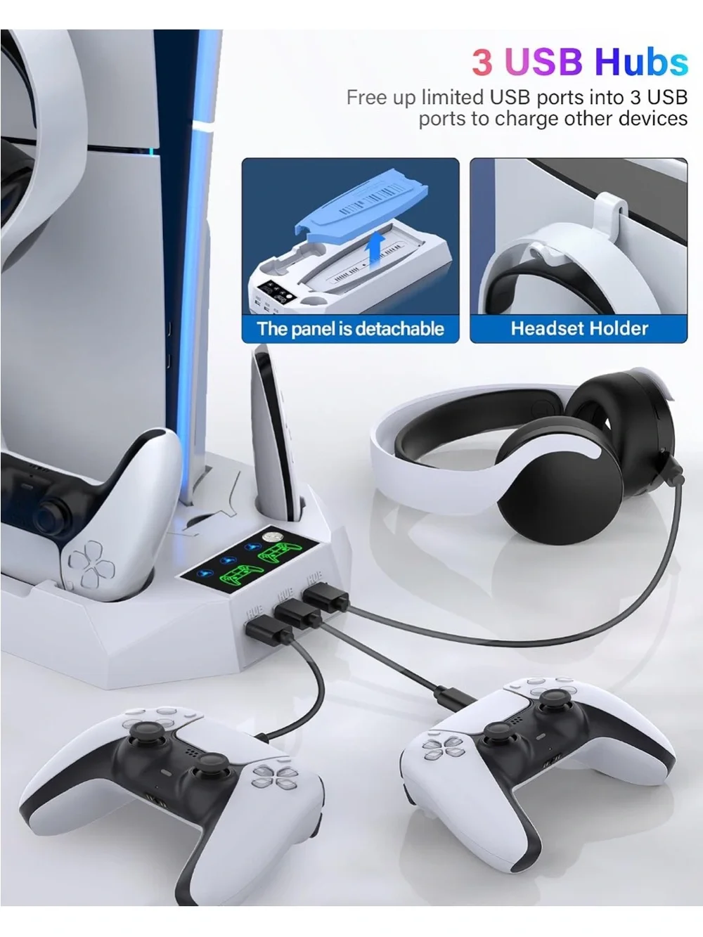 White PS5 Accessory Charging and Cooling Dock